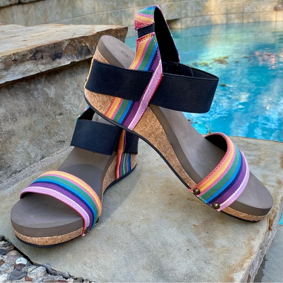 Boutique by Corky’s Shoes - SANDALS ~ CORKY’S ~ Women’s ~ Size 10 ~ “RUM” ~ Multi Color Wedge ~ Boutique